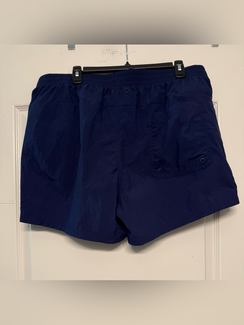 Lands’ End Mens L Swim Trunks Navy Stripe Swim Shorts Lined 4.5 Inseam - Picture 2 of 5